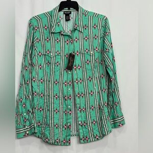 NWT Wrangler Green Floral Button Down Shirt